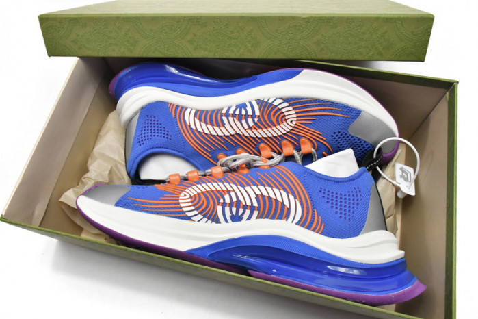 Gucc Run Sneakers White Blue Orange