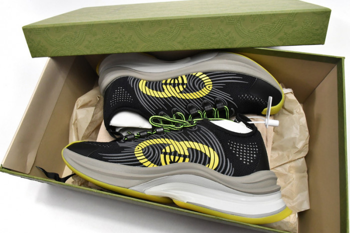 Gucc Run Sneakers Black Yellow