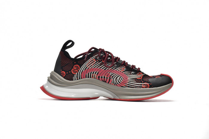Gucc Run Sneakers Black Red