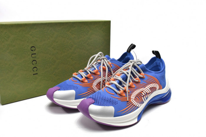 Gucc Run Sneakers White Blue Orange