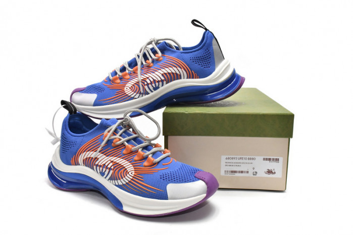 Gucc Run Sneakers White Blue Orange