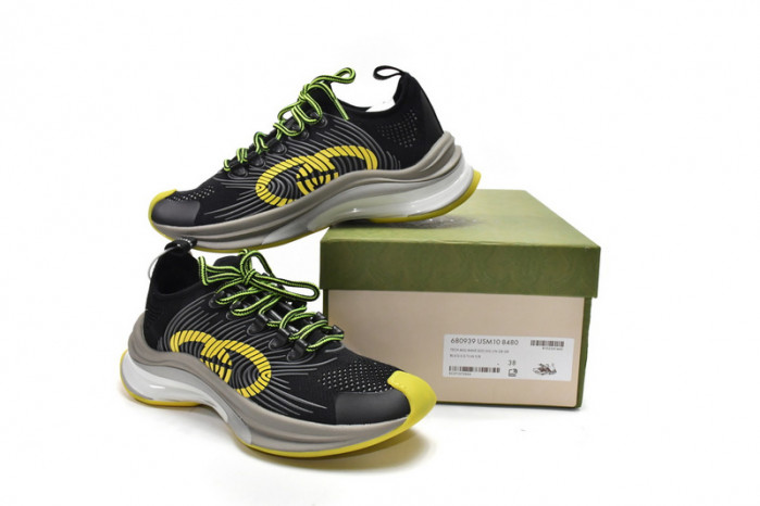 Gucc Run Sneakers Black Yellow
