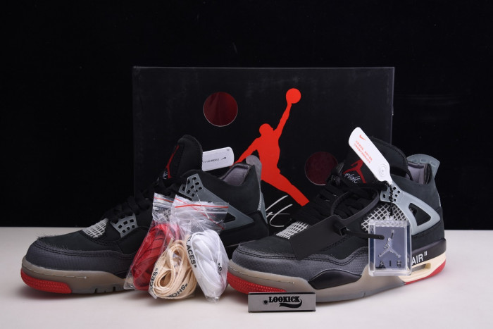 Off White x Air Jordan 4 Retro Bred CV9388-001