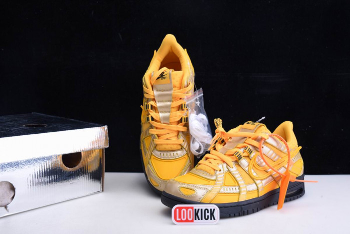 OFF WHITE NIKE AIR RUBBER DUNK "UNIVERSITY GOLD" CU6015-700