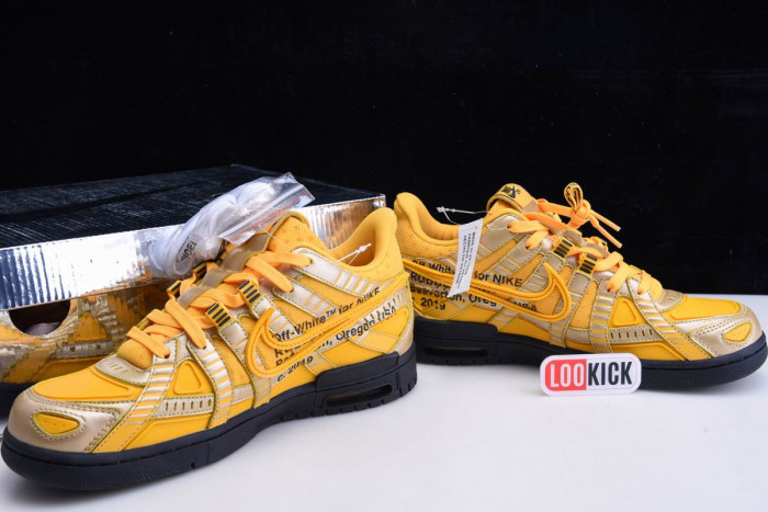 OFF WHITE NIKE AIR RUBBER DUNK "UNIVERSITY GOLD" CU6015-700