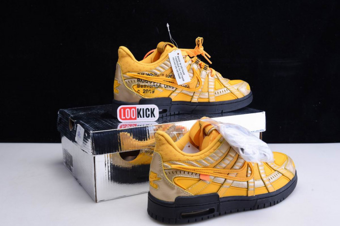 OFF WHITE NIKE AIR RUBBER DUNK "UNIVERSITY GOLD" CU6015-700