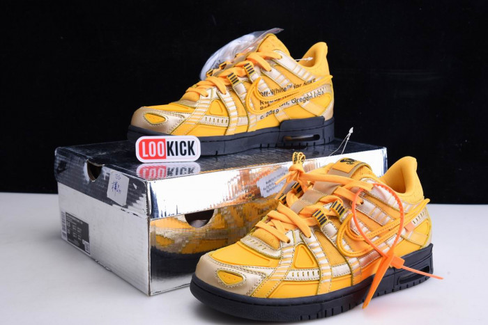 OFF WHITE NIKE AIR RUBBER DUNK "UNIVERSITY GOLD" CU6015-700