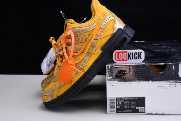 OFF WHITE NIKE AIR RUBBER DUNK "UNIVERSITY GOLD" CU6015-700
