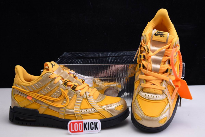 OFF WHITE NIKE AIR RUBBER DUNK "UNIVERSITY GOLD" CU6015-700