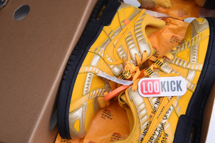 OFF WHITE NIKE AIR RUBBER DUNK "UNIVERSITY GOLD" CU6015-700